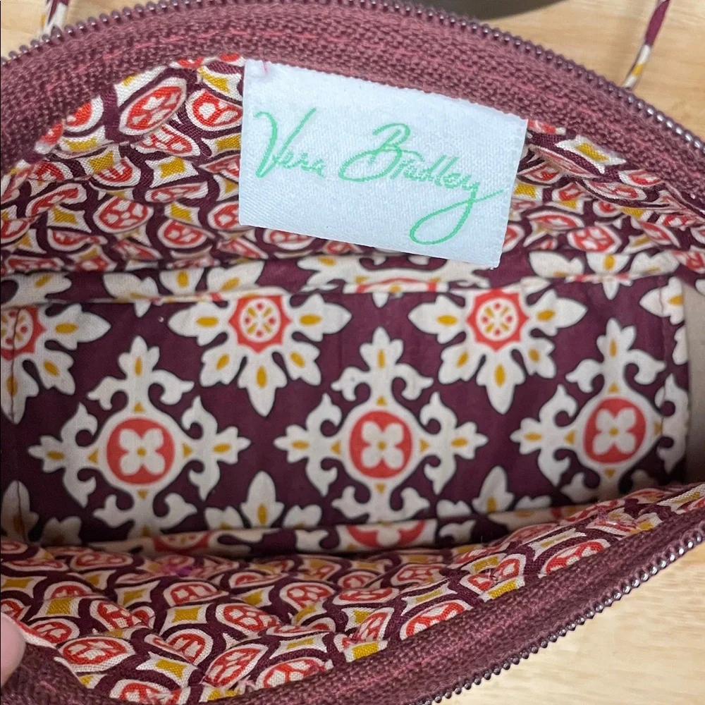 Vera Bradley Burgundy and Yellow Patterned Crossbody Bag